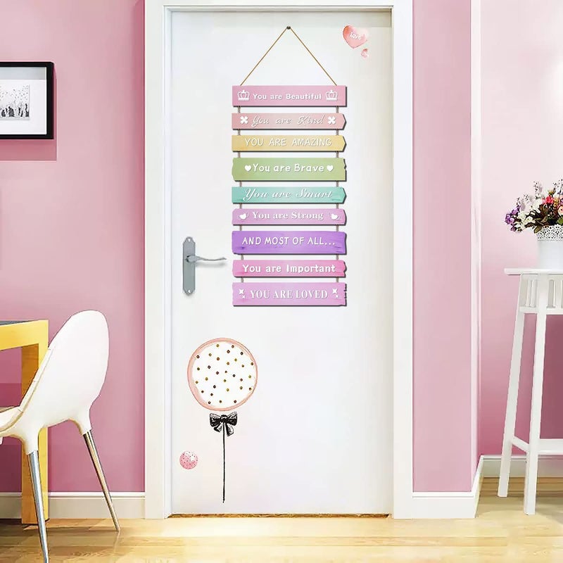 JEVUVU Pink Room Decor for Teen Girls Aesthetic  Cute Bedroom Wall Decor for Baby Girl  Boho Rainbow Wall Art Signs  Trendy Stuff Decorations for Kids Nursery Bed Room Dorm Classroom Bathroom - Image 3